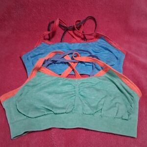 Victoria's Secret VSX Sports Bra Strappy Back blue green size L Set of 2
